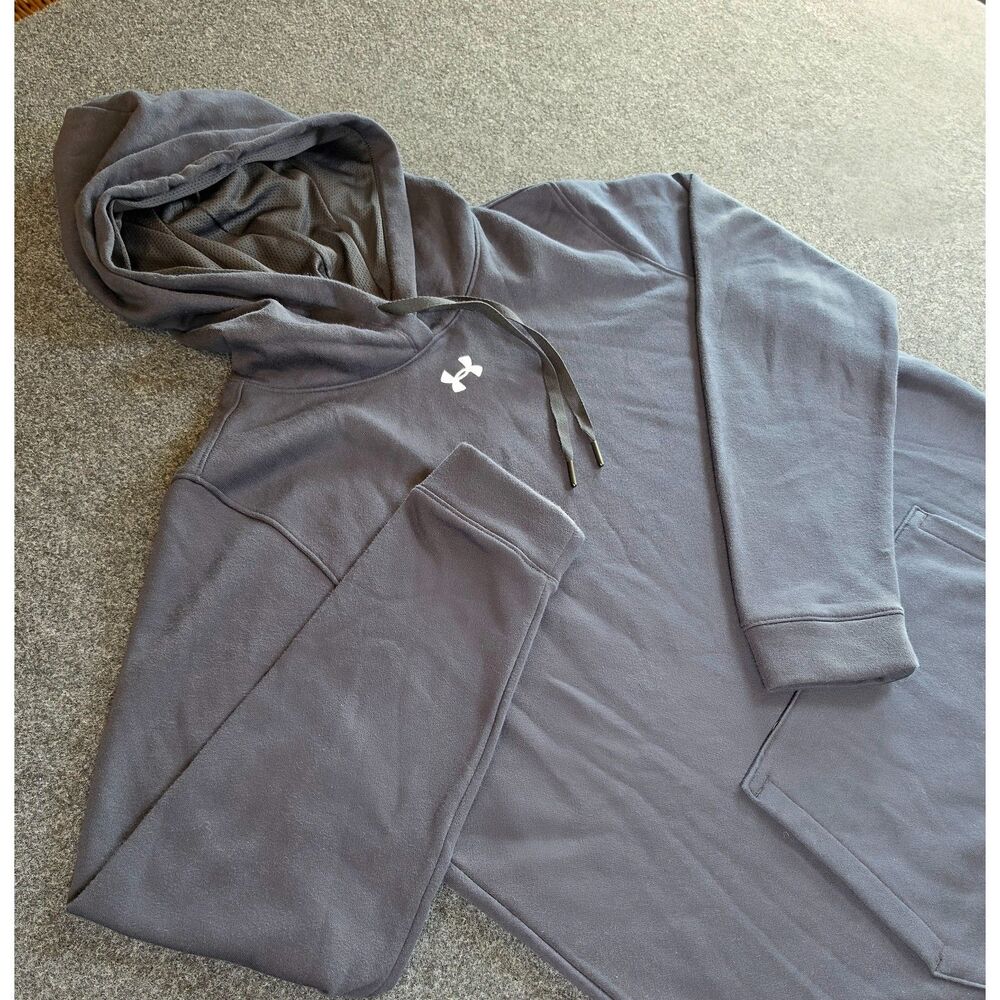 Under Armour Hoodie Men's XL Black Loose Fit Pullover Fleece Sweatshirt Logo